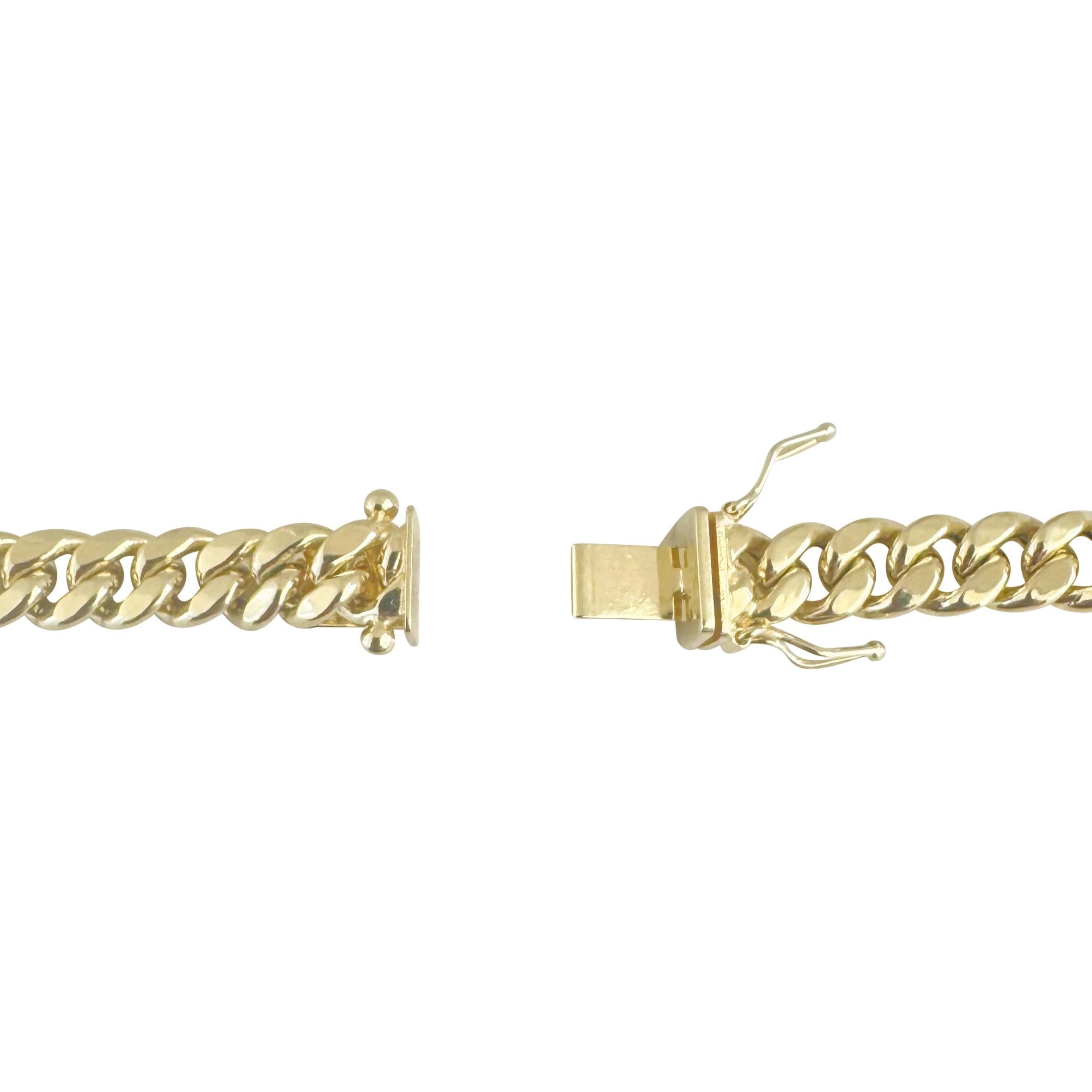 14k Gelbgold 30.6g Halb massive 7mm polierte kubanische Gliederkette Halskette 22