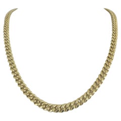 14k Gelbgold 30.6g Halb massive 7mm polierte kubanische Gliederkette Halskette 22"
