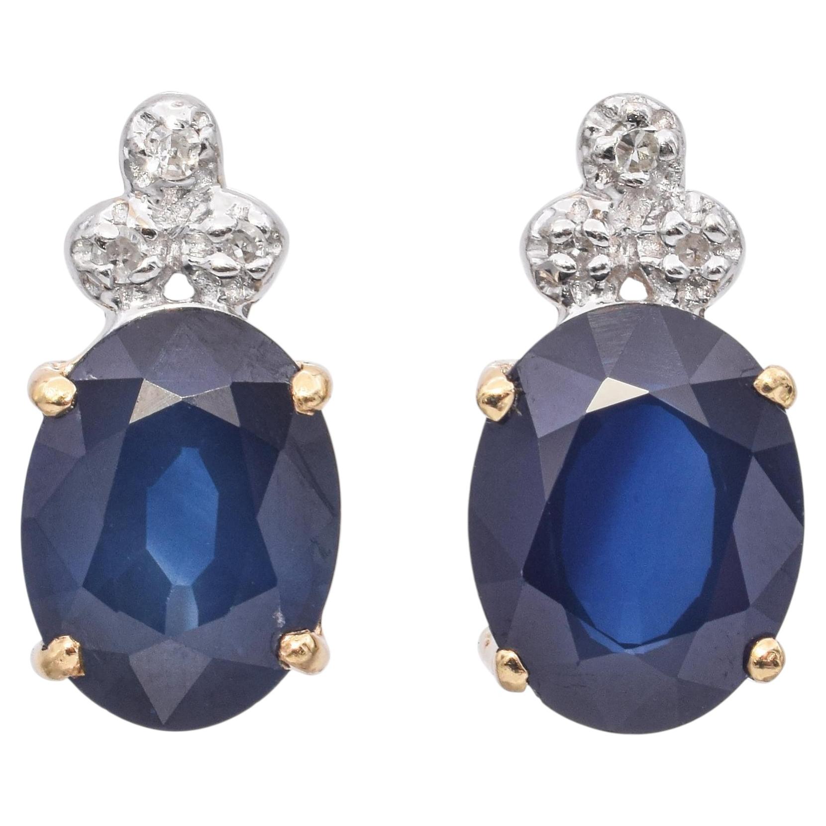 14k Yellow Gold 3.07tcw Sapphire and Diamond Drop Earrings