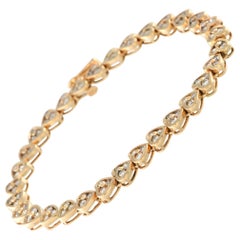 14K Yellow Gold 3.0ct Diamond Heart Bracelet