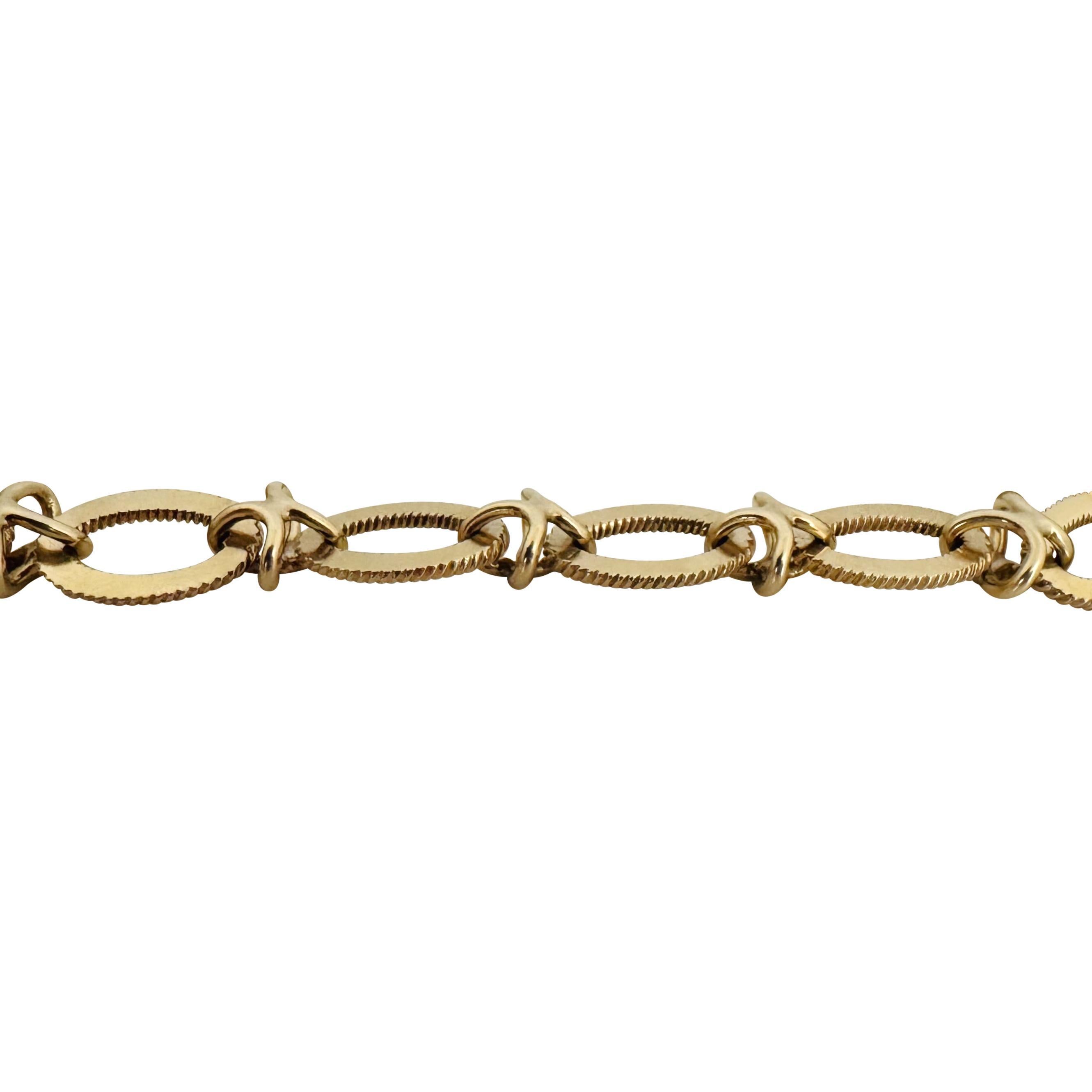 14k Gelbgold 30g schweres Vintage 11mm Ausgefallenes ovales Gliederarmband 7,5