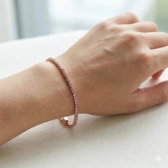 14K Yellow Gold 3.10 Ct Pink Sapphire Classic Prong Tennis Bracelet Bridal