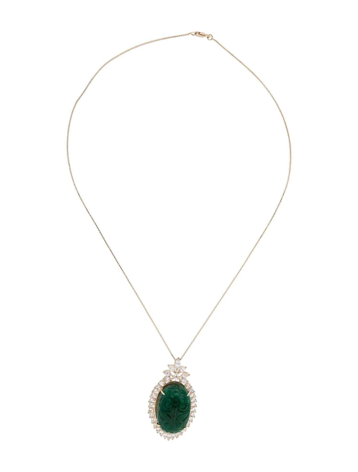Artist 14K Yellow Gold 3.11ct Sapphire, Emerald & Diamond Pendant Necklace For Sale