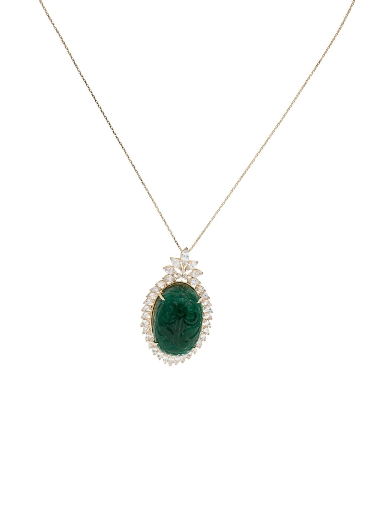 Emerald Cut 14K Yellow Gold 3.11ct Sapphire, Emerald & Diamond Pendant Necklace For Sale