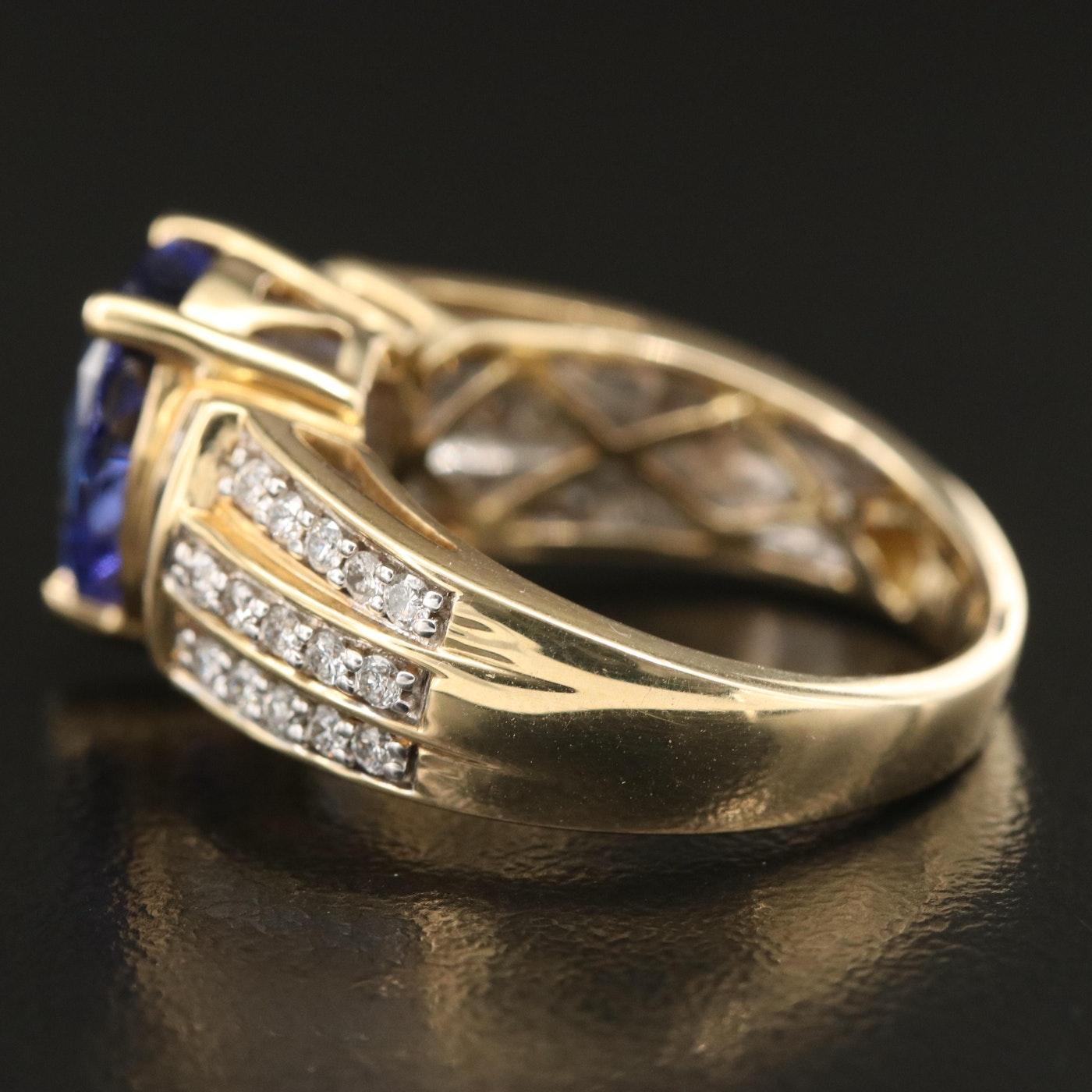 Women's 14K Yellow Gold 3.14 ctw Tanzanite and Diamond Ring Sz: 7.25 $3775