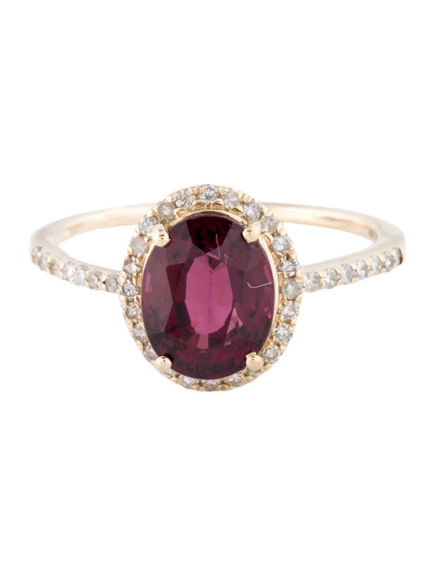 Artist 14K Yellow Gold 3.14ct Rhodolite Cocktail Ring, Faceted Oval, Size 7.5 For Sale