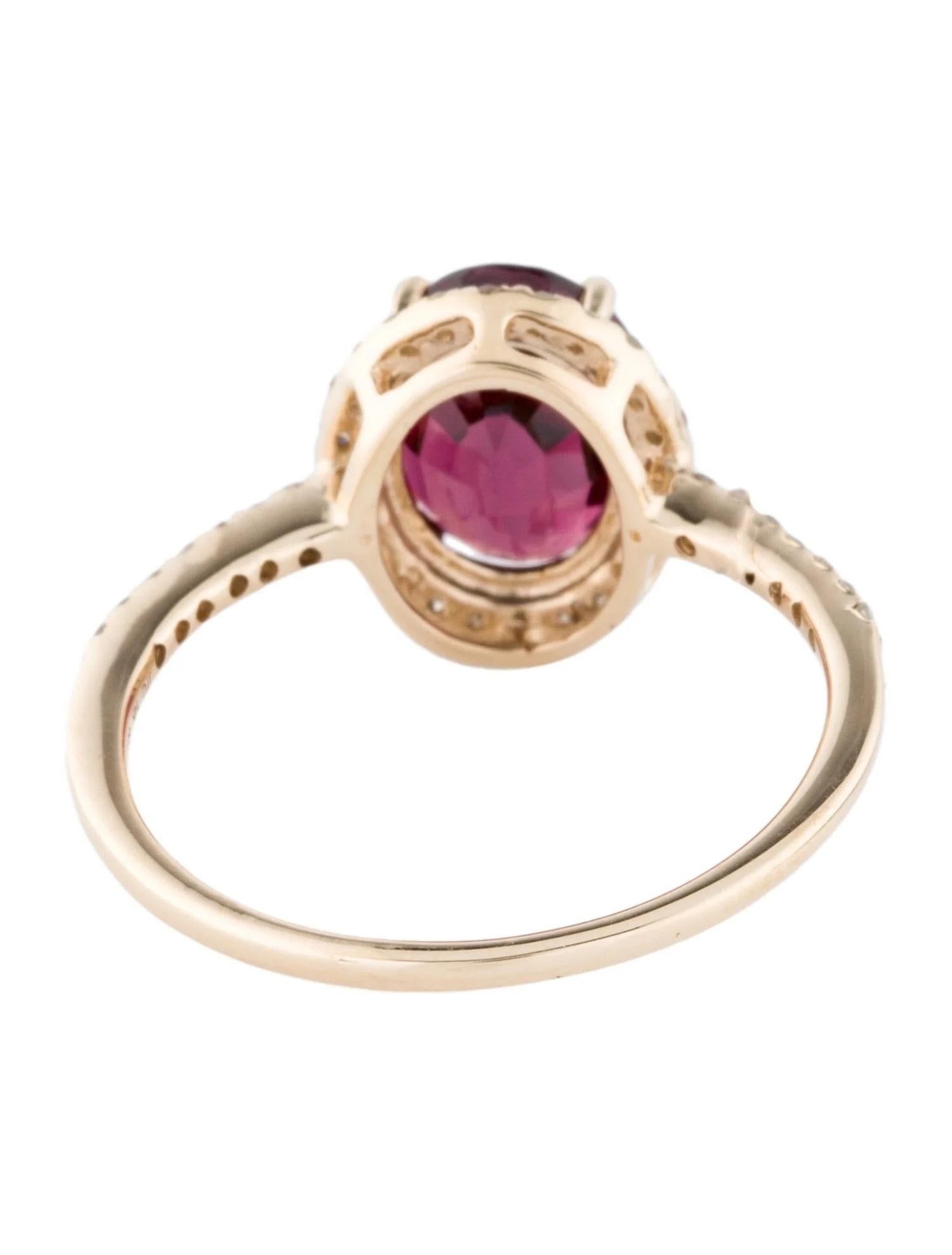 Oval Cut 14K Yellow Gold 3.14ct Rhodolite Cocktail Ring, Faceted Oval, Size 7.5 For Sale