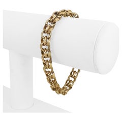 Bracciale con charme in oro giallo 14k 31,4 g con struttura solida da 9 mm e doppio Curb Link da 7,5".