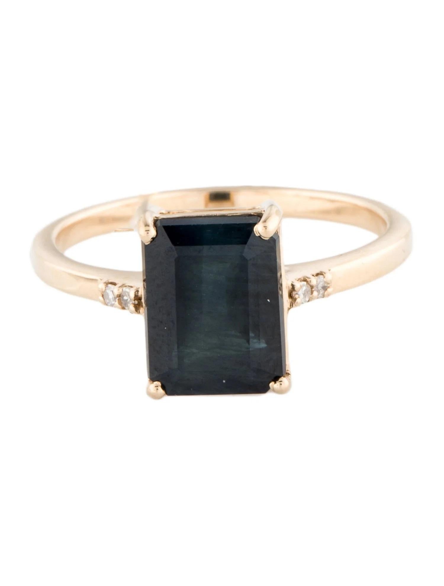 Artist 14K Yellow Gold 3.16ct Emerald-Cut Sapphire & Diamond Cocktail Ring, Size 6.5
