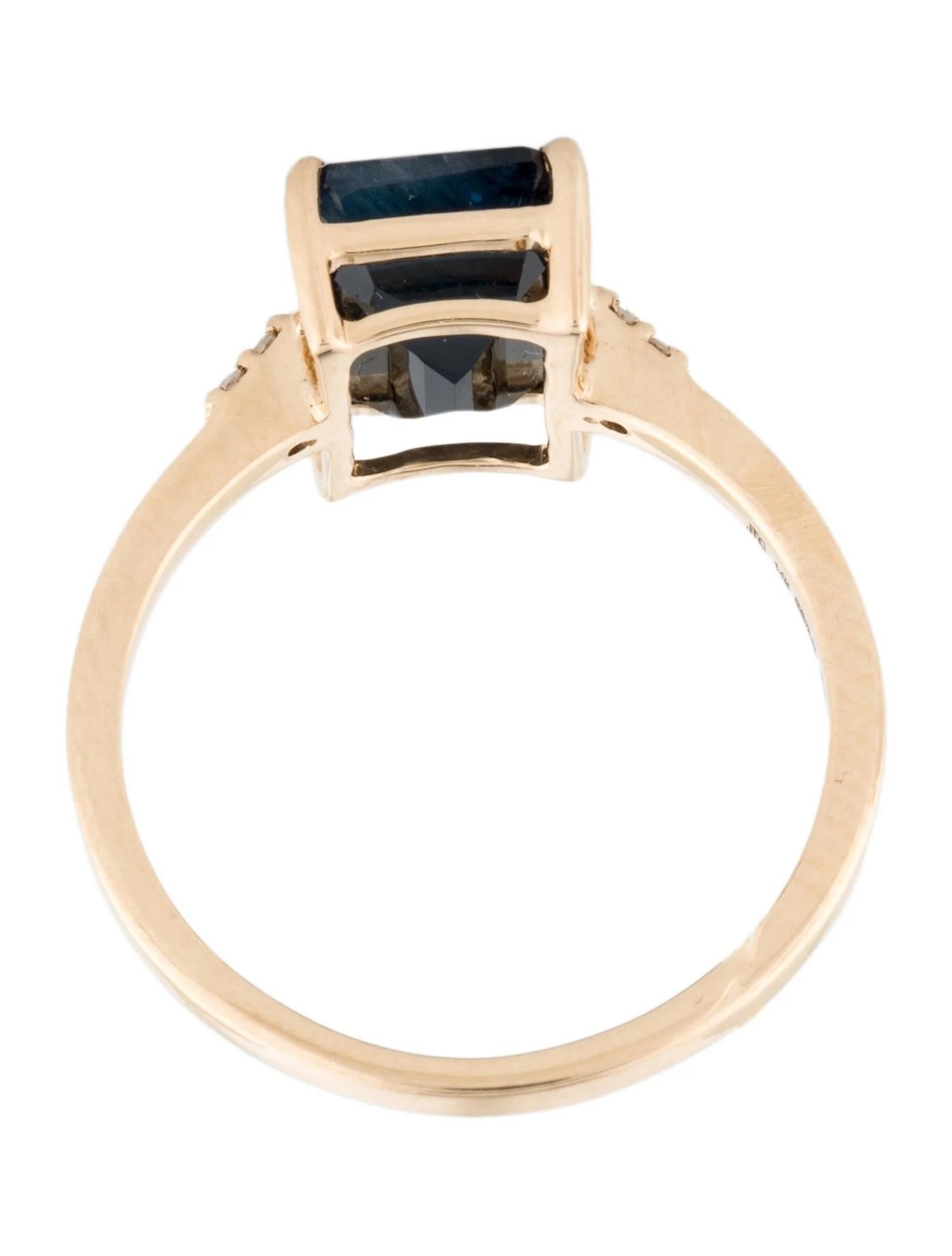 14K Yellow Gold 3.16ct Emerald-Cut Sapphire & Diamond Cocktail Ring, Size 6.5 In New Condition In Holtsville, NY
