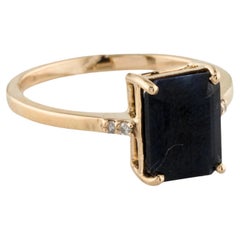 14K Yellow Gold 3.16ct Sapphire 
Diamond Cocktail Ring, Size 6.75