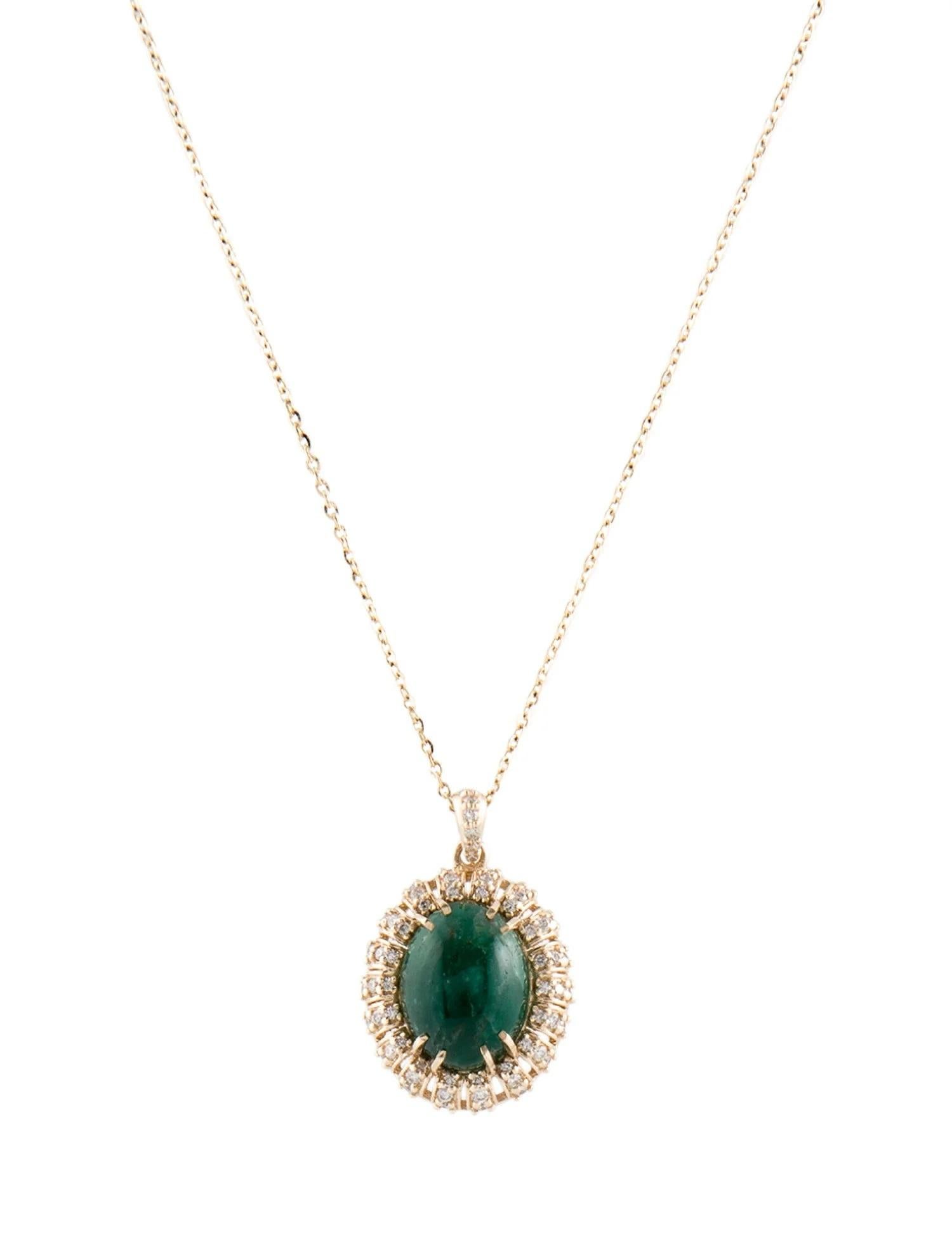 Taille émeraude Collier pendentif en or jaune 14 carats avec émeraude et diamants de 3,20 carats en vente