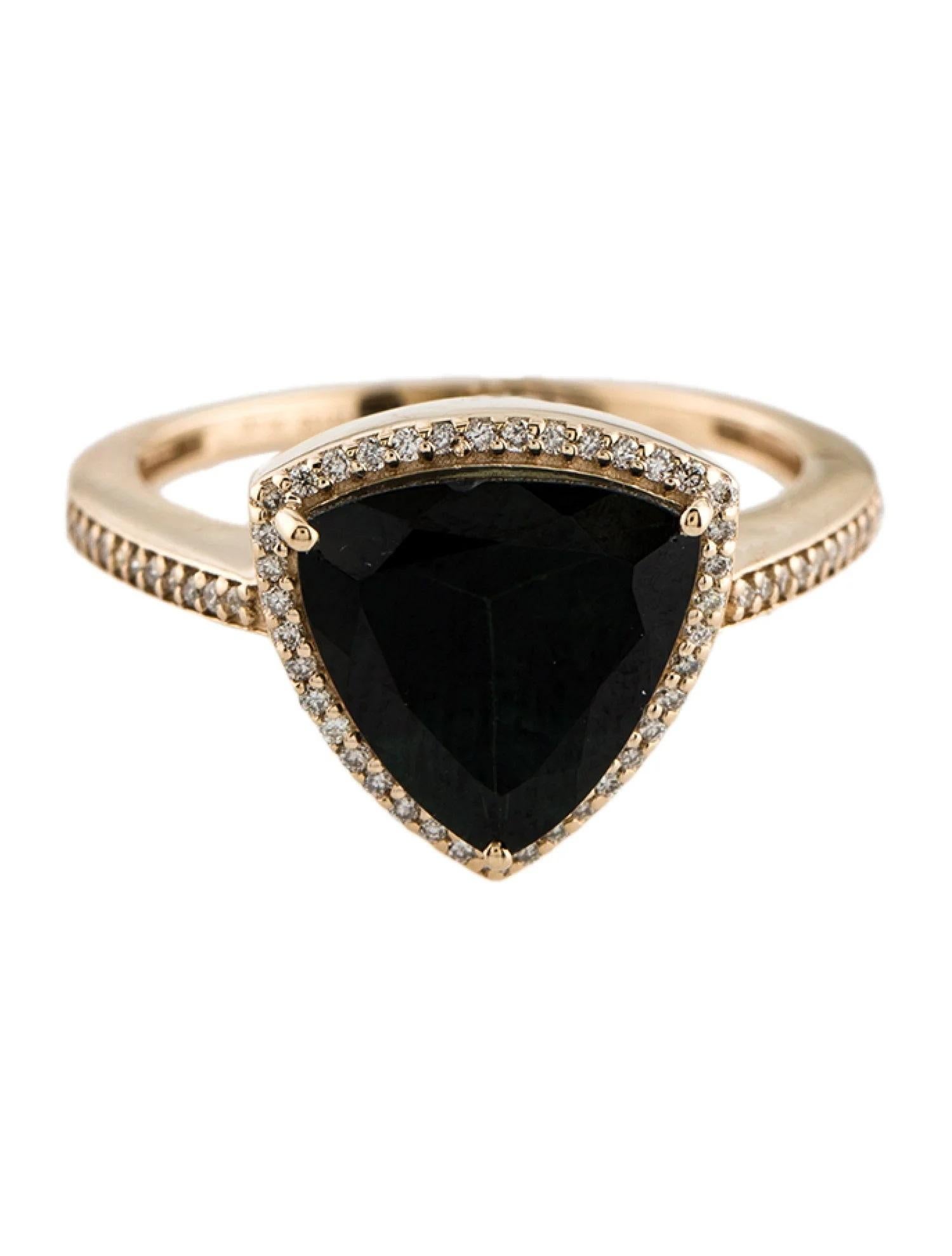 Artiste Bague cocktail en or jaune 14 carats, tourmaline triangulaire et diamants de 3,22 carats, taille 6,75 en vente