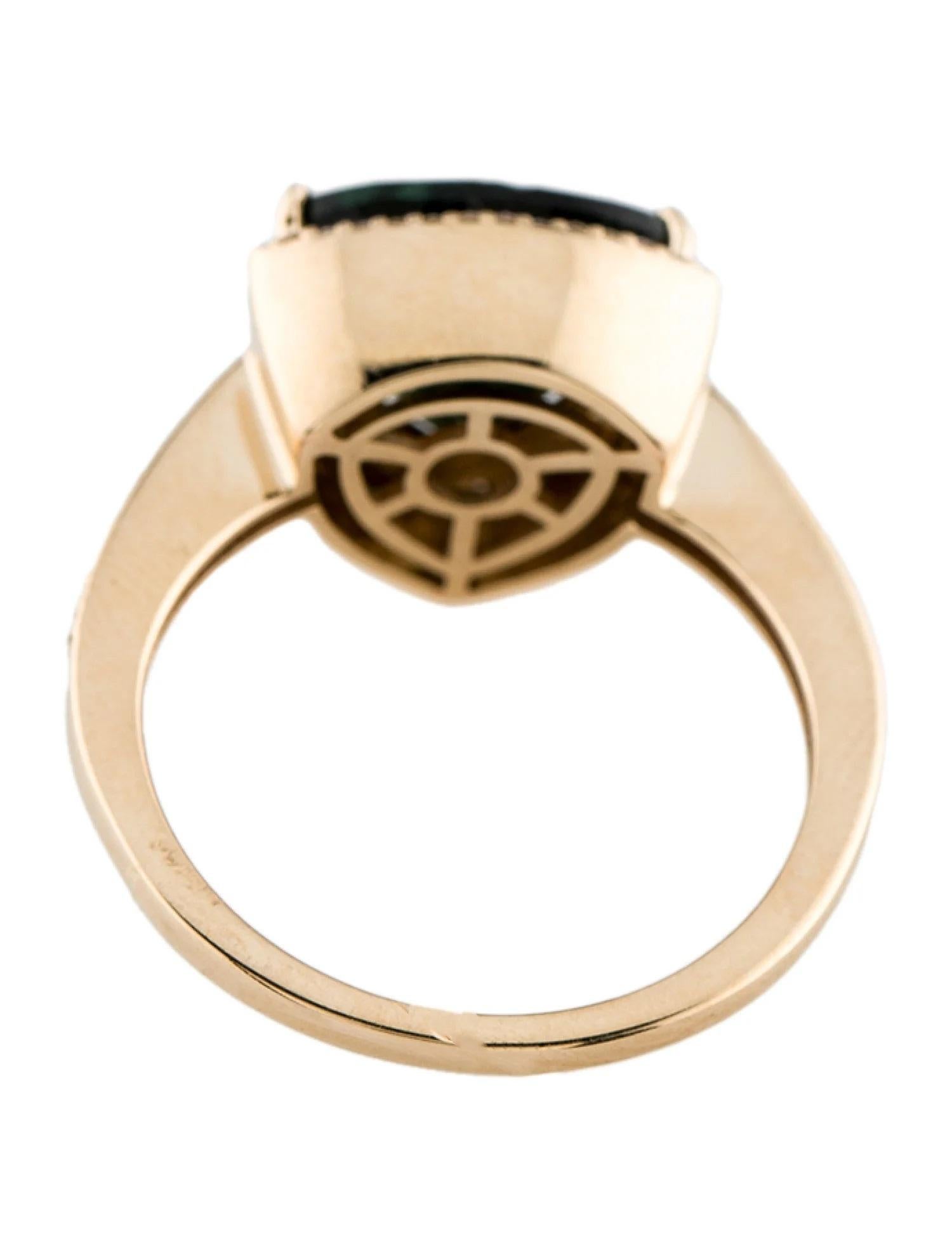 Taille ronde Bague cocktail en or jaune 14 carats, tourmaline triangulaire et diamants de 3,22 carats, taille 6,75 en vente