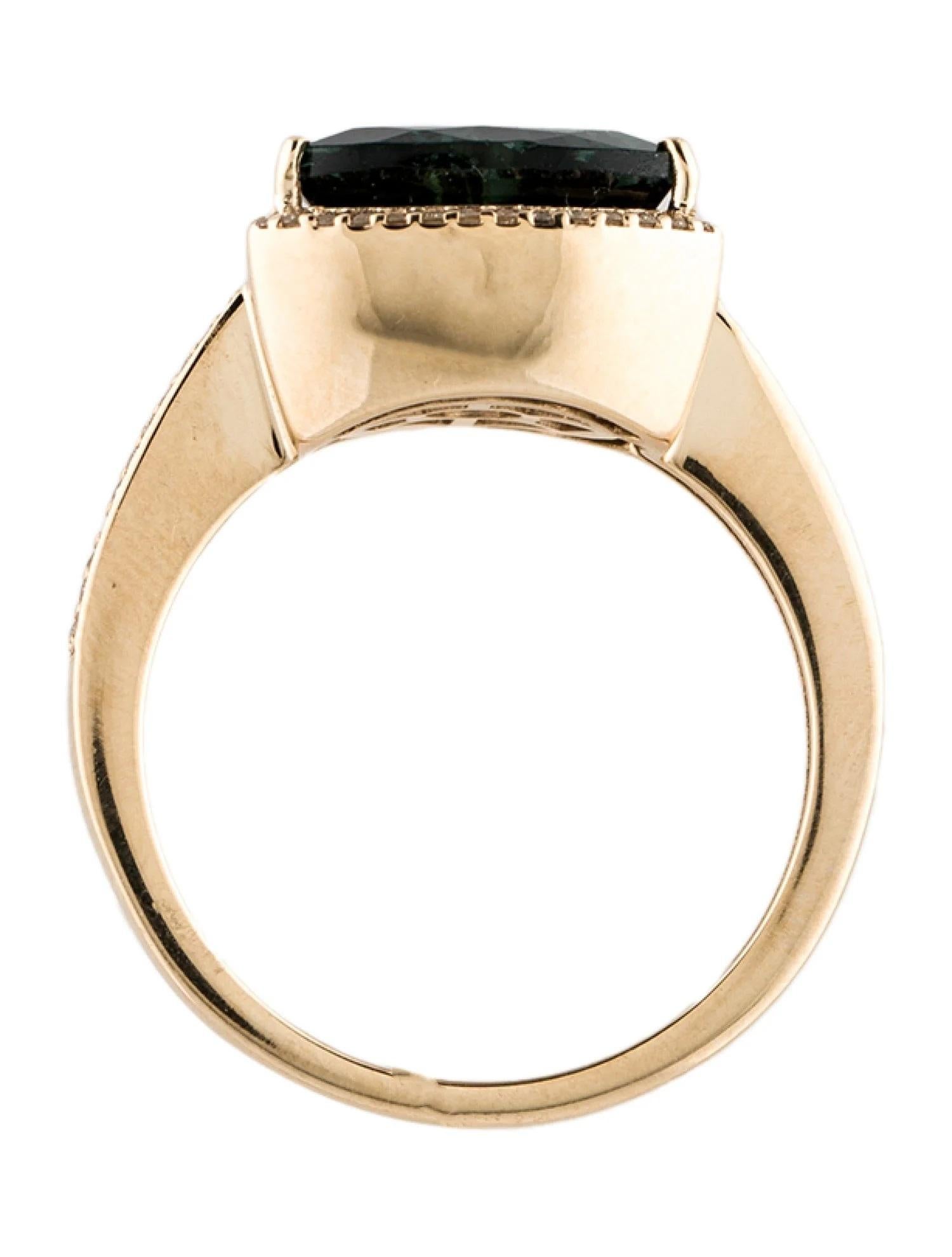 Bague cocktail en or jaune 14 carats, tourmaline triangulaire et diamants de 3,22 carats, taille 6,75 Neuf - En vente à Holtsville, NY