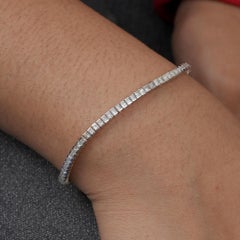 Princess Cut Diamond 14K Yellow Gold Tennis Bracelet Fine Jewelry