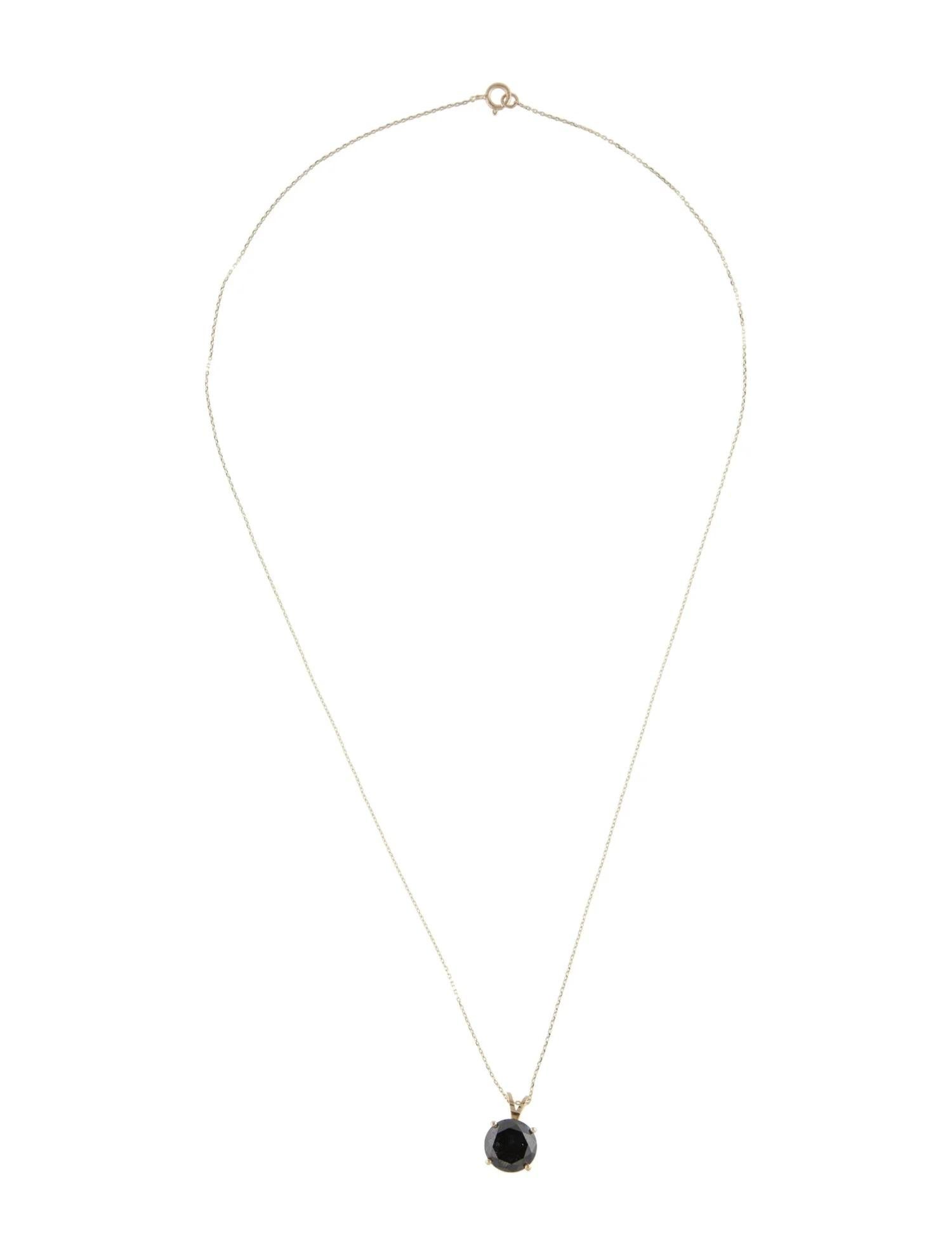 Collar Colgante Solitario Oro Amarillo 14K 3.26ct Diamante Negro Artista en venta