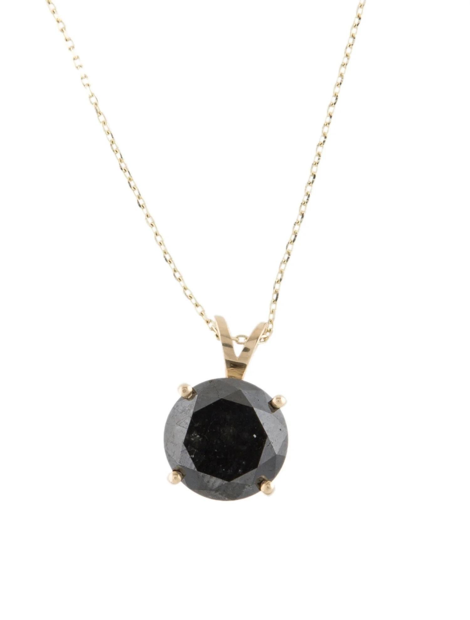 Collar Colgante Solitario Oro Amarillo 14K 3.26ct Diamante Negro Corte redondo en venta