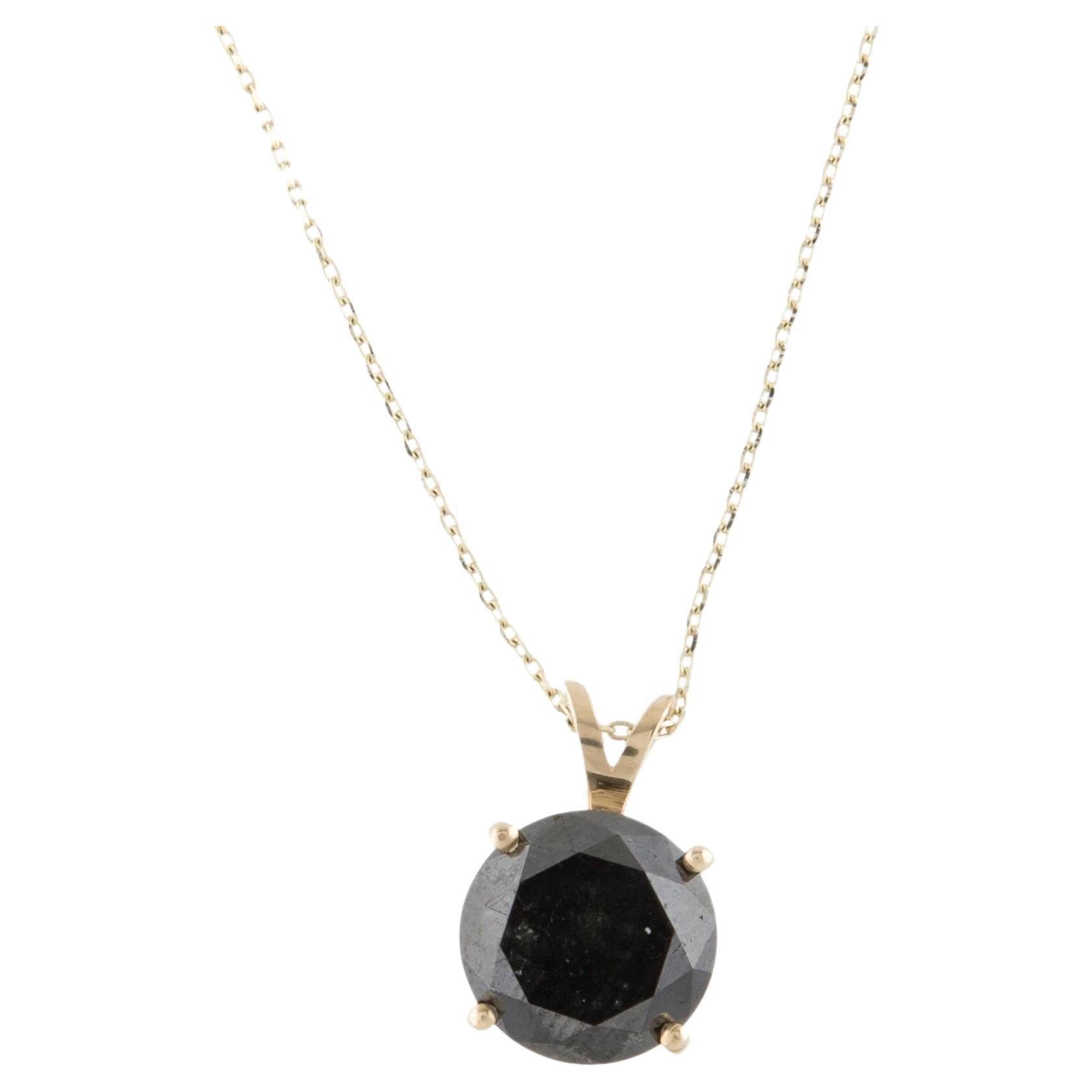 Collar Colgante Solitario Oro Amarillo 14K 3.26ct Diamante Negro en venta