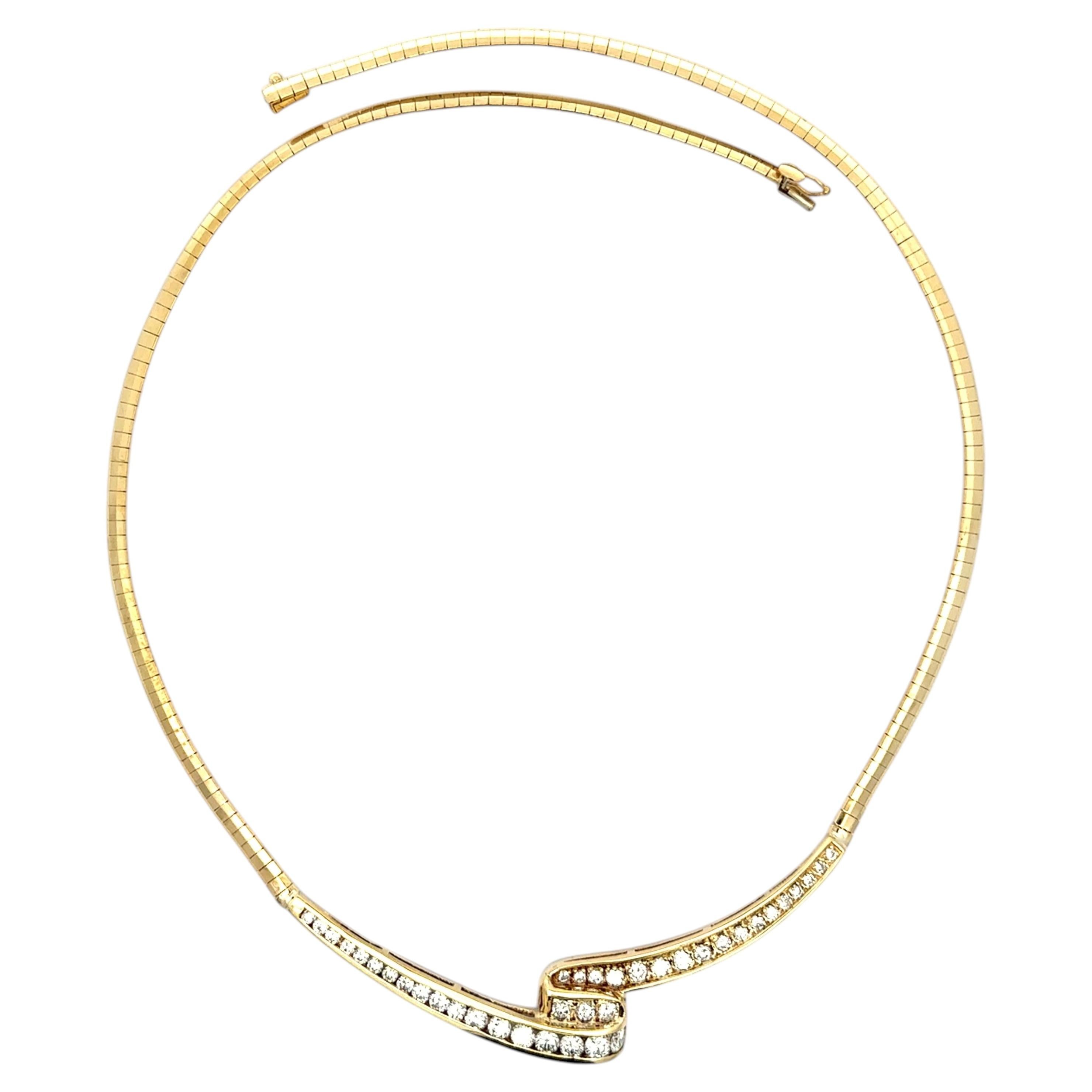 Collana a catena A Link in oro giallo 14k con diamanti infuocati da 3,28 ct.