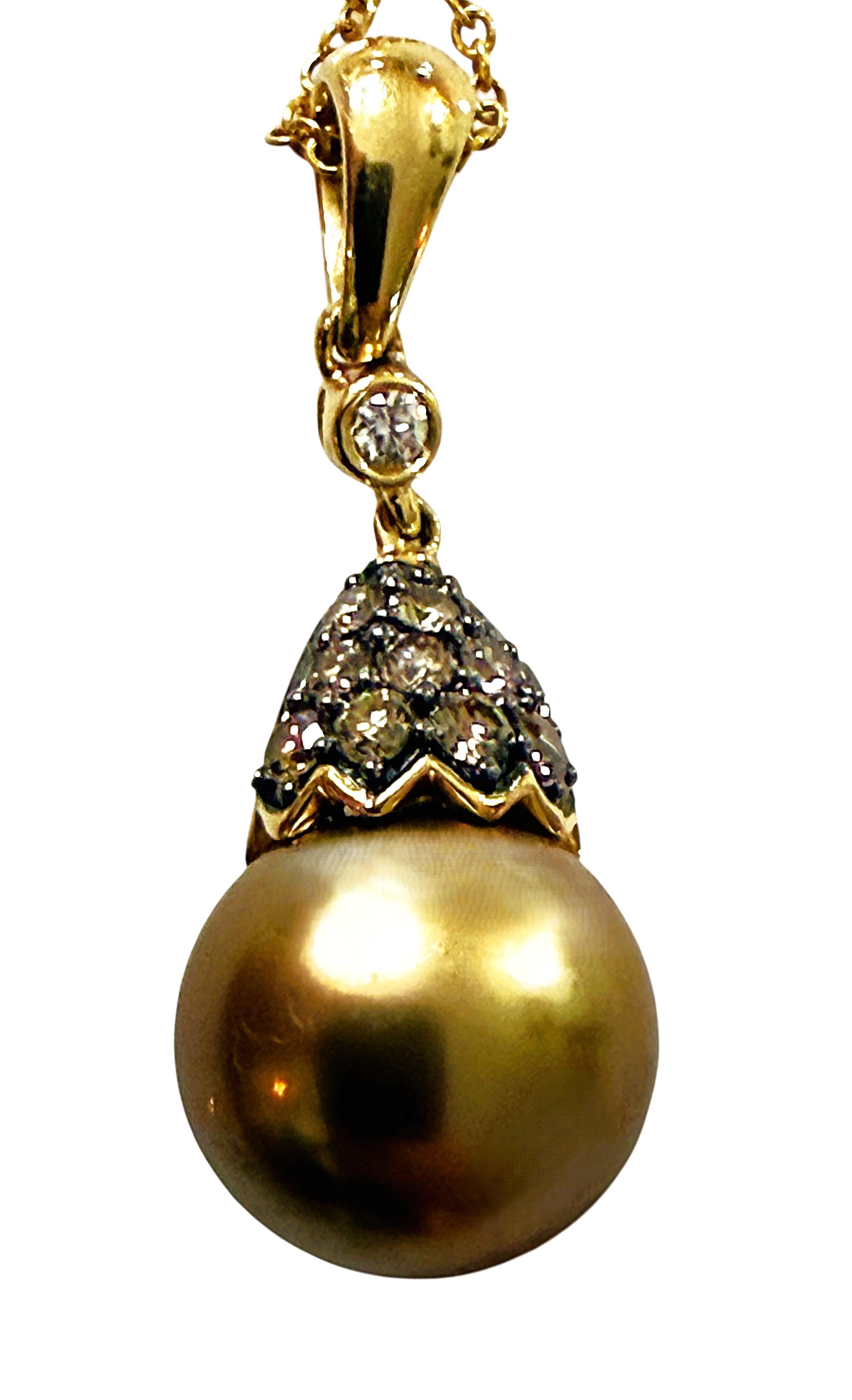 Collier LeVian en or jaune 14K avec perles de chocolat et diamants de 0,33 carat en vente 5