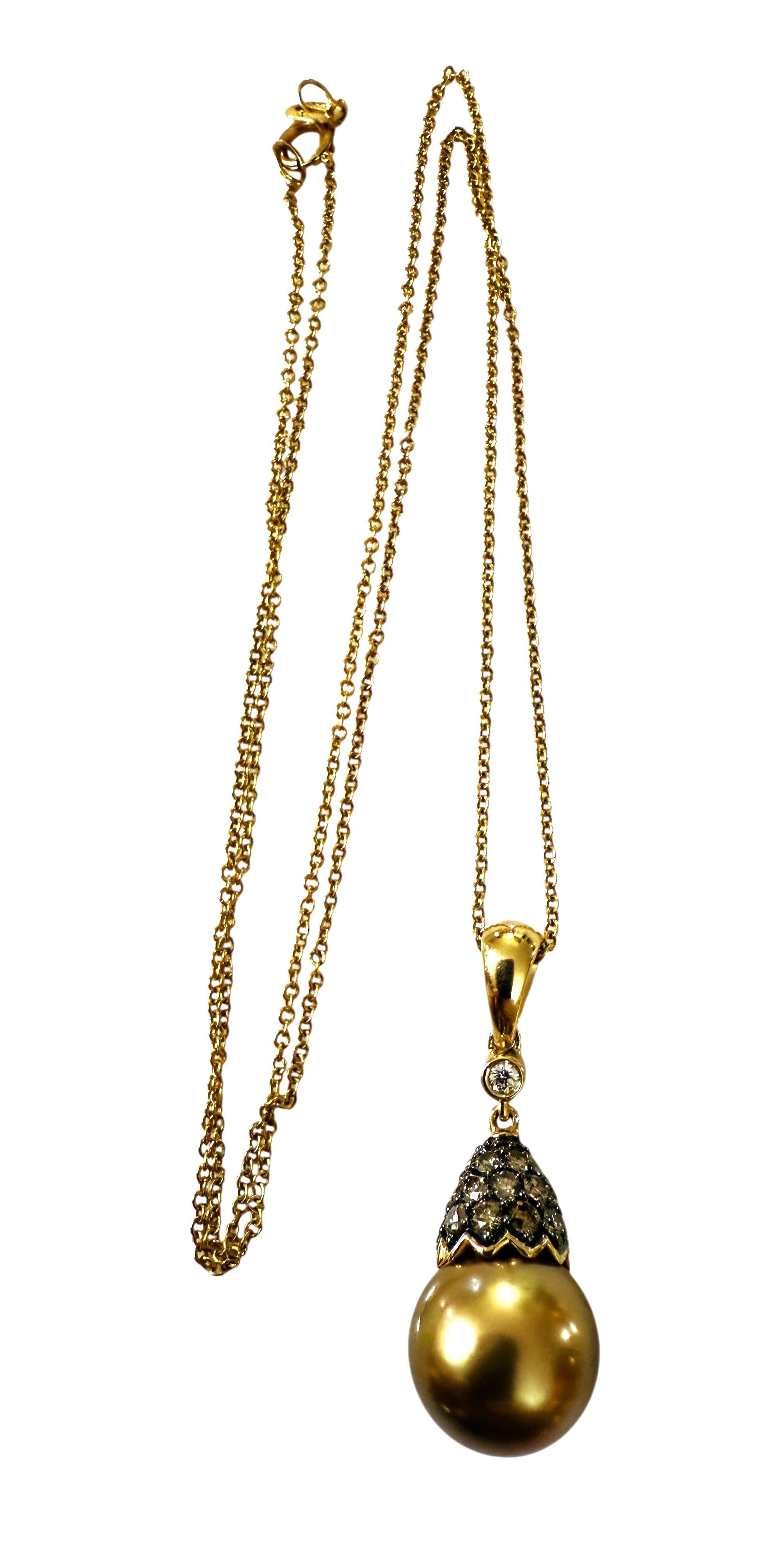 Collier LeVian en or jaune 14K avec perles de chocolat et diamants de 0,33 carat en vente 1