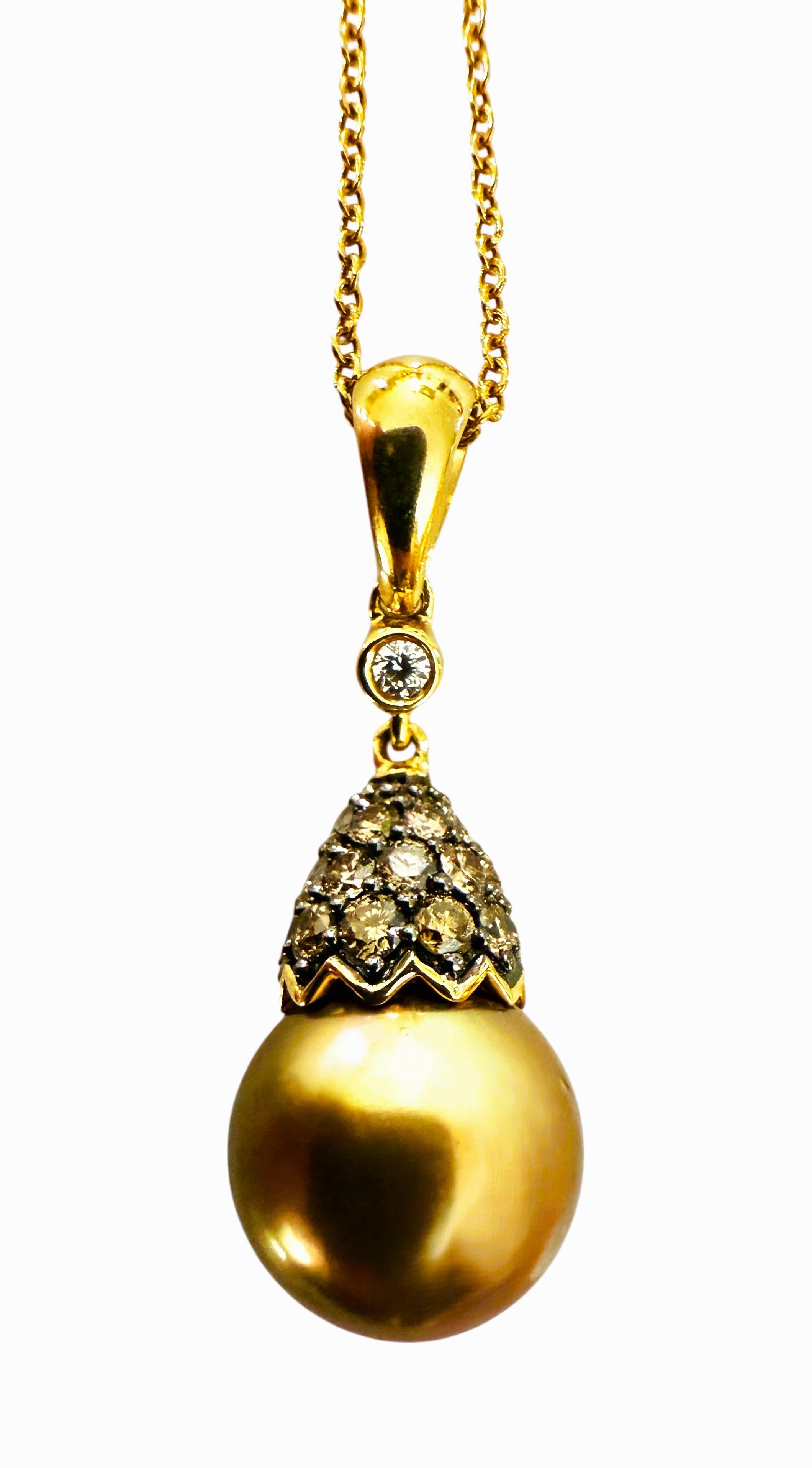 Collier LeVian en or jaune 14K avec perles de chocolat et diamants de 0,33 carat en vente 2