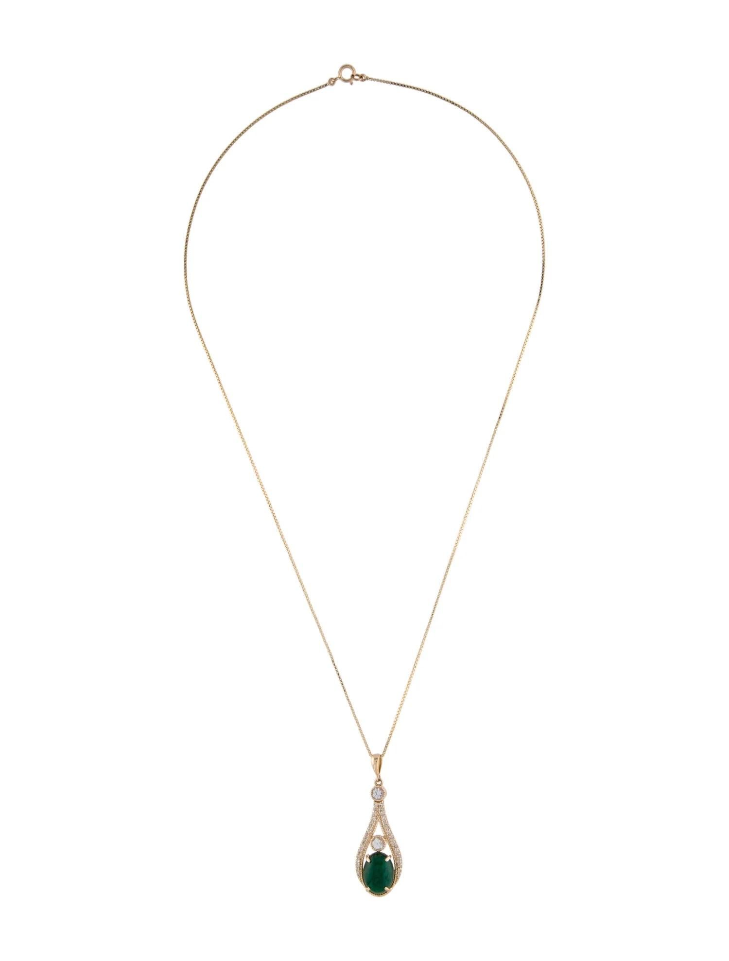 Artiste Collier pendentif en or jaune 14K avec émeraude, saphir et diamant de 3,31ct, 18