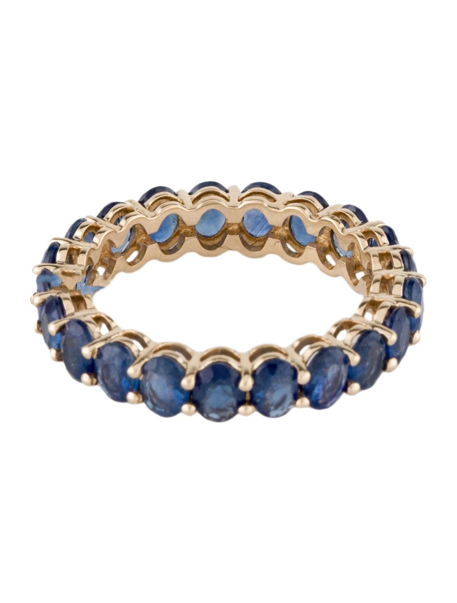 Oval Cut 14K Yellow Gold 3.36 Carat Sapphire Band Ring – Size 6.5  Oval Sapphire For Sale