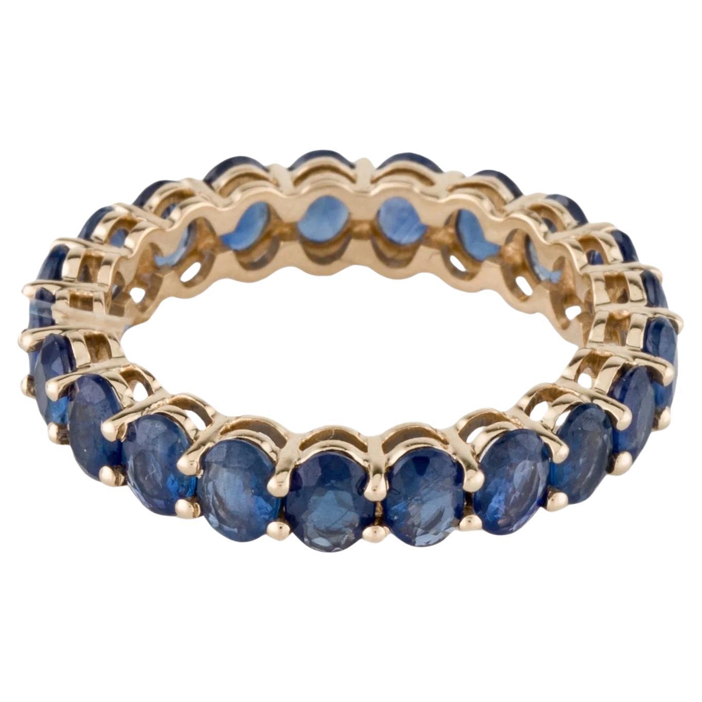 14K Yellow Gold 3.36 Carat Sapphire Band Ring – Size 6.5  Oval Sapphire