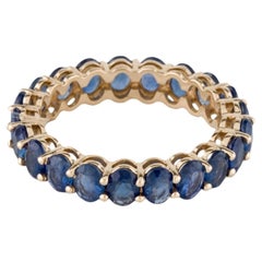 14K Yellow Gold 3.36 Carat Sapphire Band Ring – Size 6.5  Oval Sapphire
