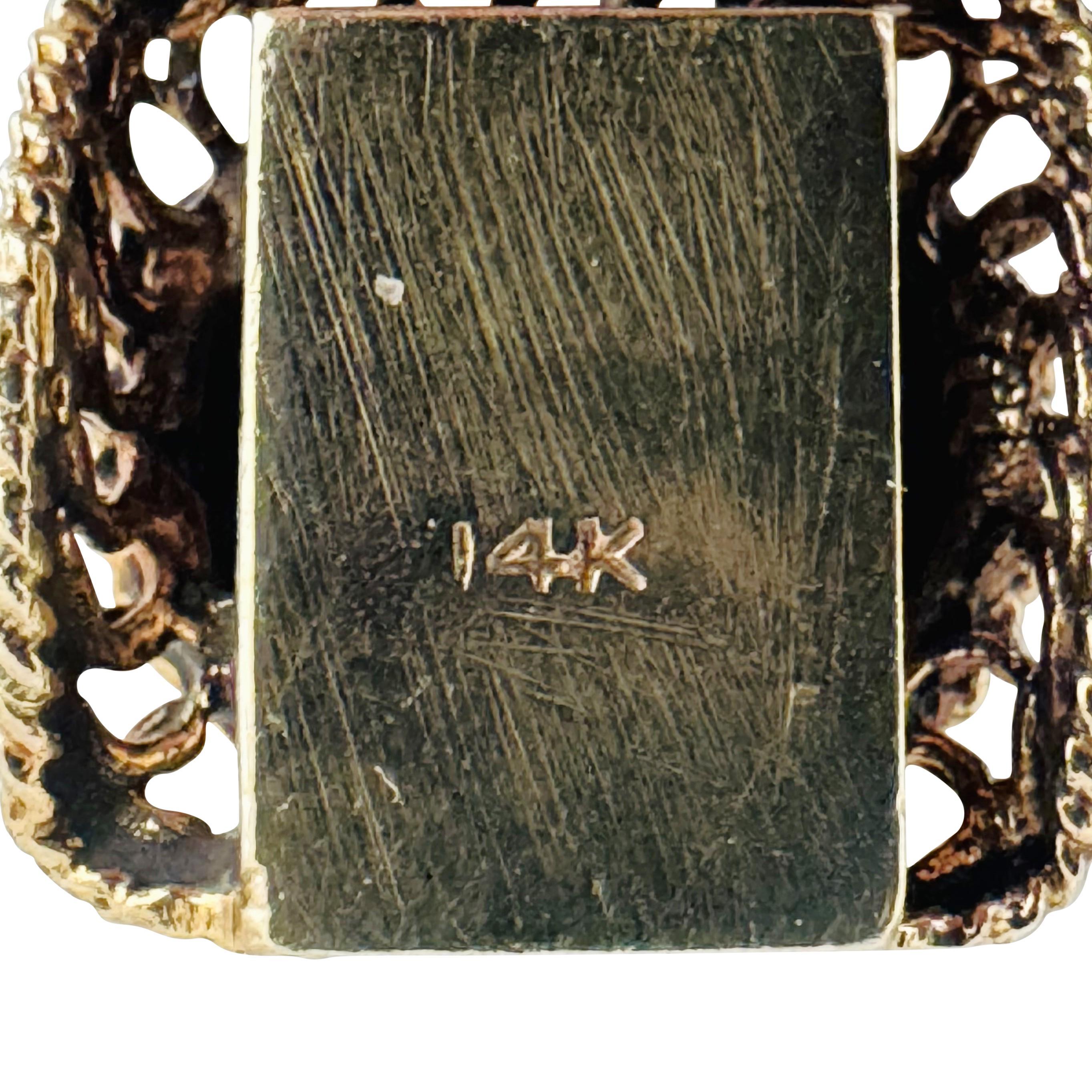 14k Yellow Gold 33.7g Solid Heavy Vintage Cameo Link Bracelet 7.25