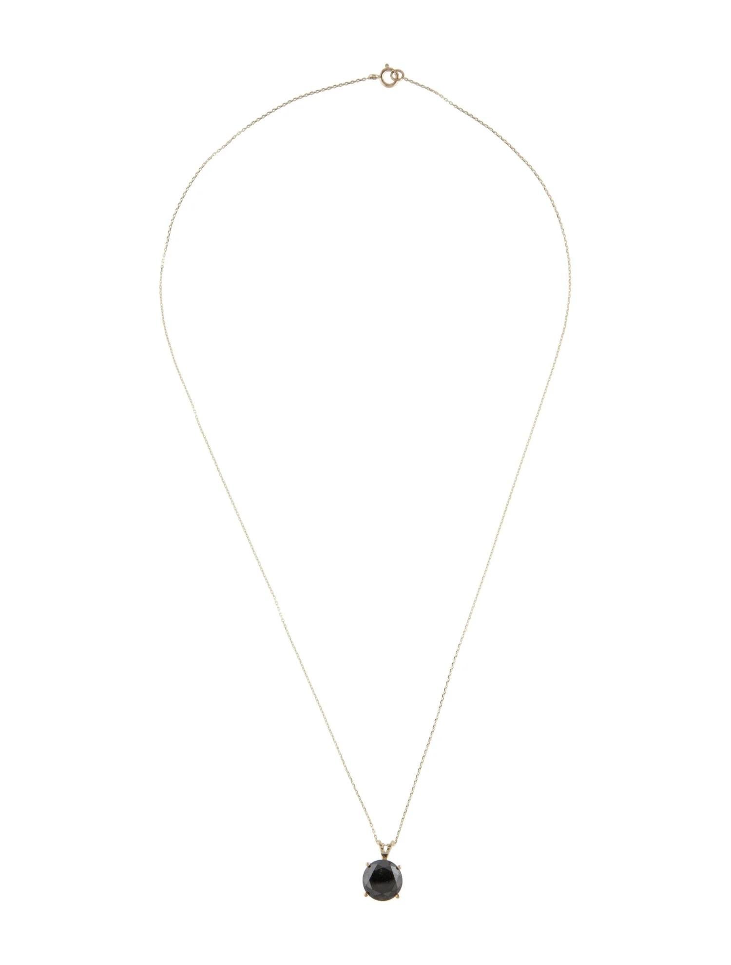 Artist 14K Yellow Gold 3.38ct Black Diamond Solitaire Pendant Necklace For Sale