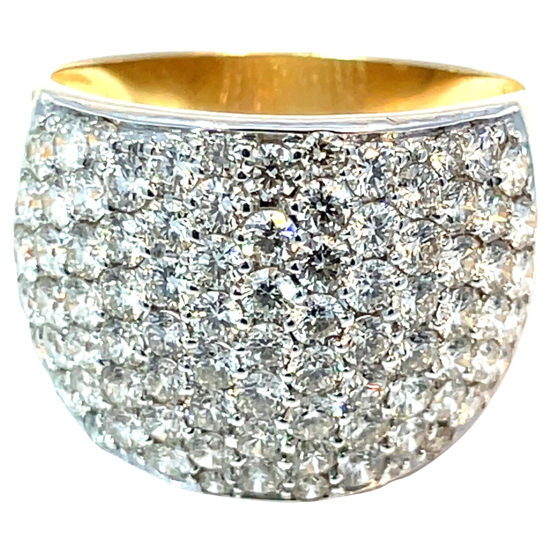 14k Yellow Gold 3.39 Carat Diamond Cluster Band Ring For Sale