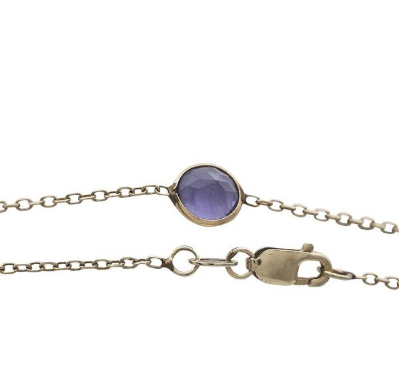 14K Yellow Gold 34 Inch Long Multi Gem-Set Station Necklace For Sale 1