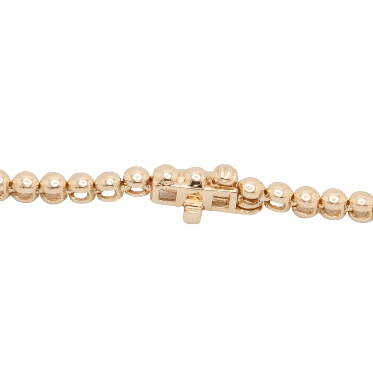 14k Yellow Gold Round Bezel Brilliant Natural Diamond Tennis Necklace In New Condition For Sale In Boca Raton, FL