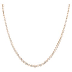 14k Yellow Gold Round Bezel Brilliant Natural Diamond Tennis Necklace