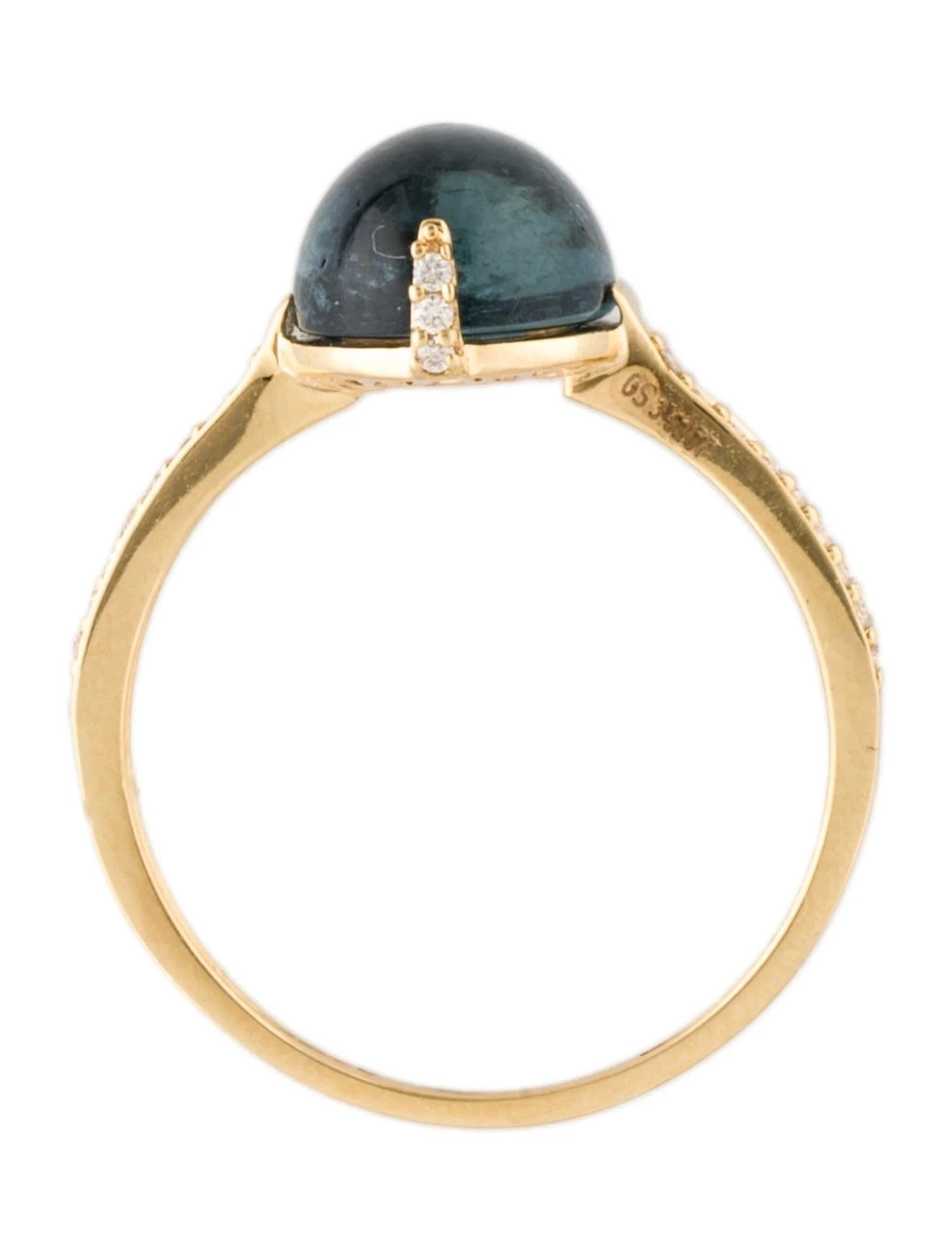 Bague cocktail en or jaune 14 carats, tourmaline bleue de 3,42 carats et diamants, taille 7 Neuf - En vente à Holtsville, NY