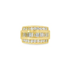 14k Yellow Gold 3.45ctw Baguette-cut and 2.25ctw Round Brilliant Diamond Ring