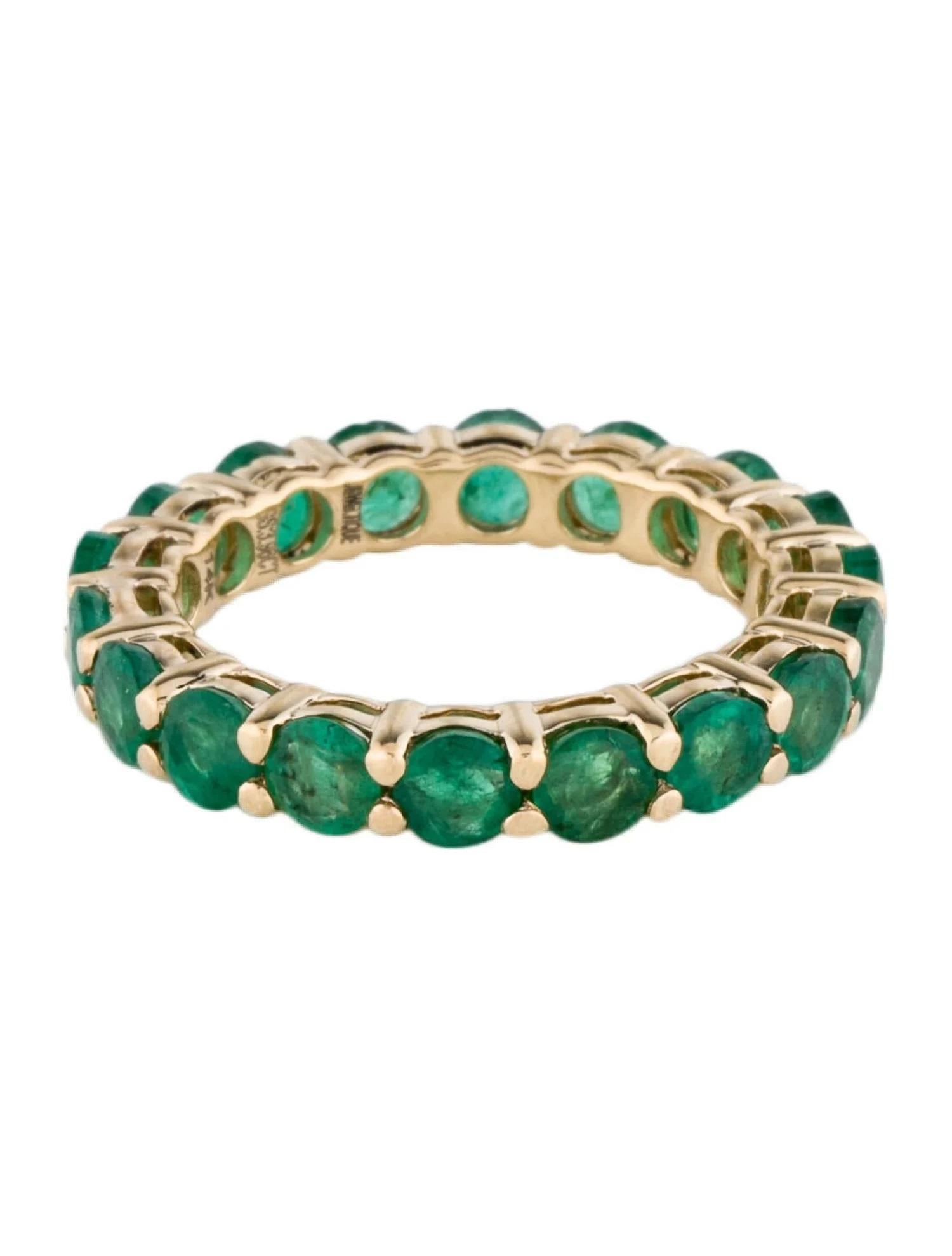 Artist 14K Yellow Gold 3.47ctw Emerald Eternity Band, Size 7  Round Faceted Emerald