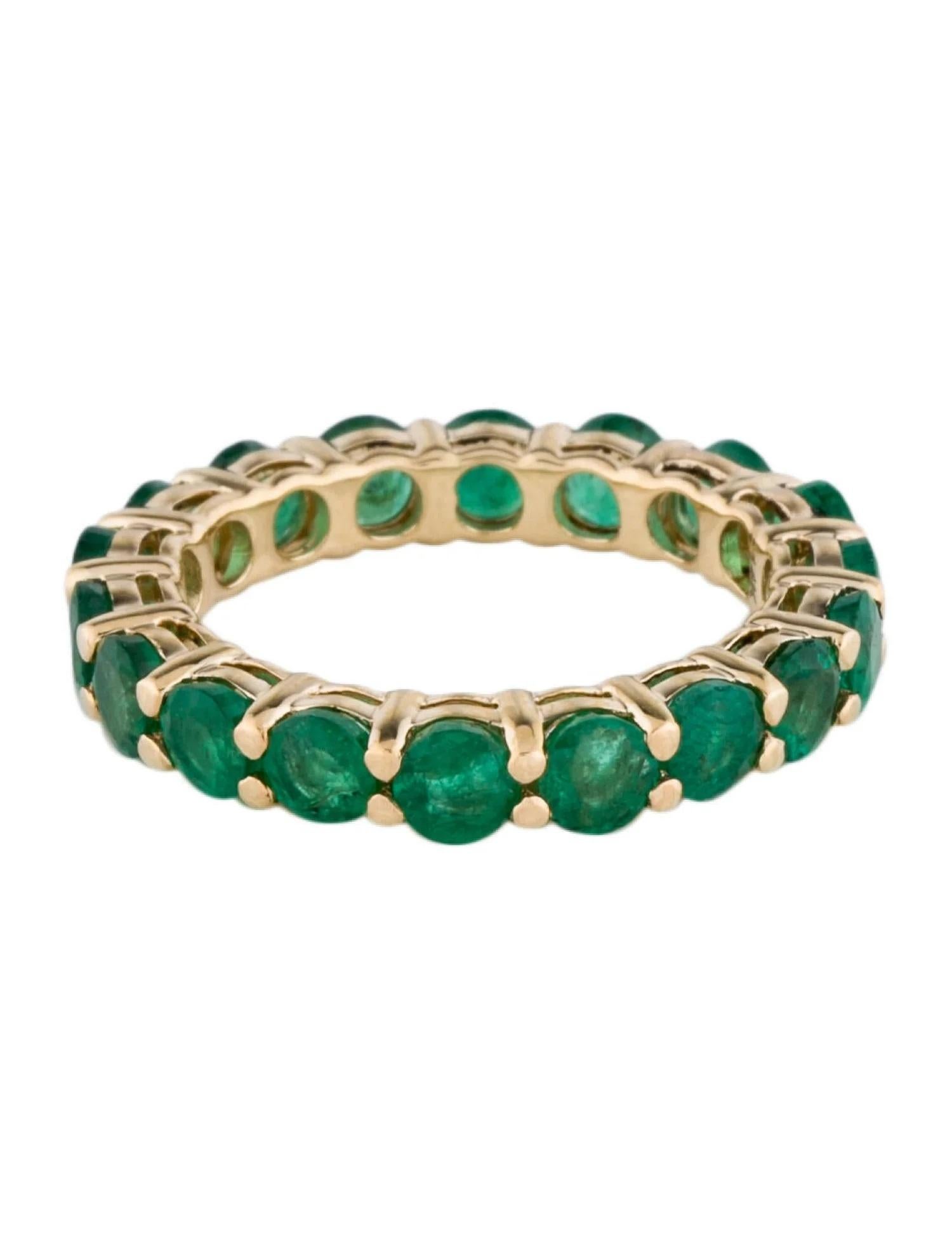Round Cut 14K Yellow Gold 3.47ctw Emerald Eternity Band, Size 7  Round Faceted Emerald