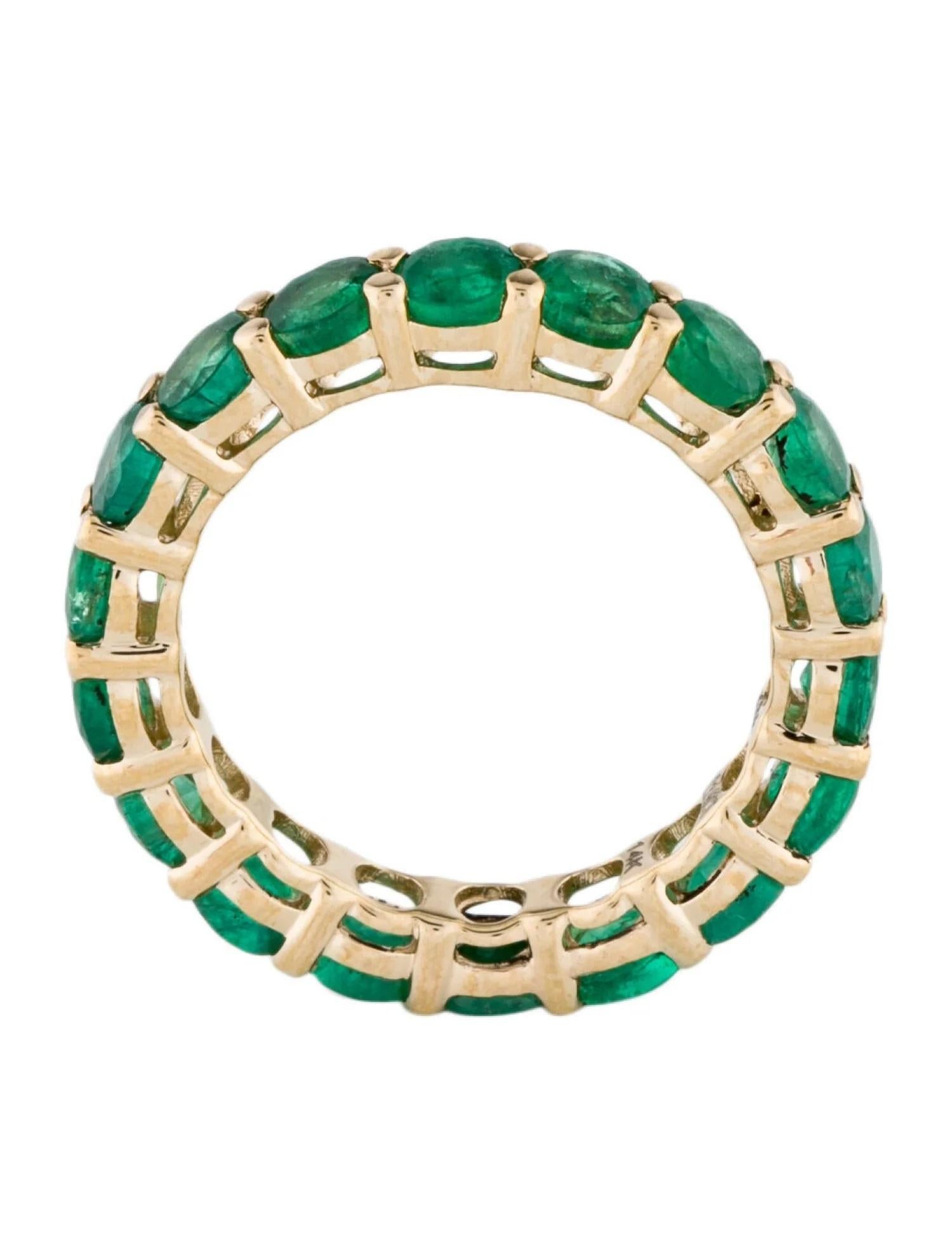 14K Yellow Gold 3.47ctw Emerald Eternity Band, Size 7  Round Faceted Emerald In New Condition In Holtsville, NY
