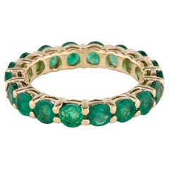 14K Yellow Gold 3.47ctw Emerald Eternity Band, Size 7  Round Faceted Emerald