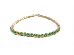 14K Gelbgold 3,50 Karat natürlichen sambischen Smaragd Tennis Armband für Frauen