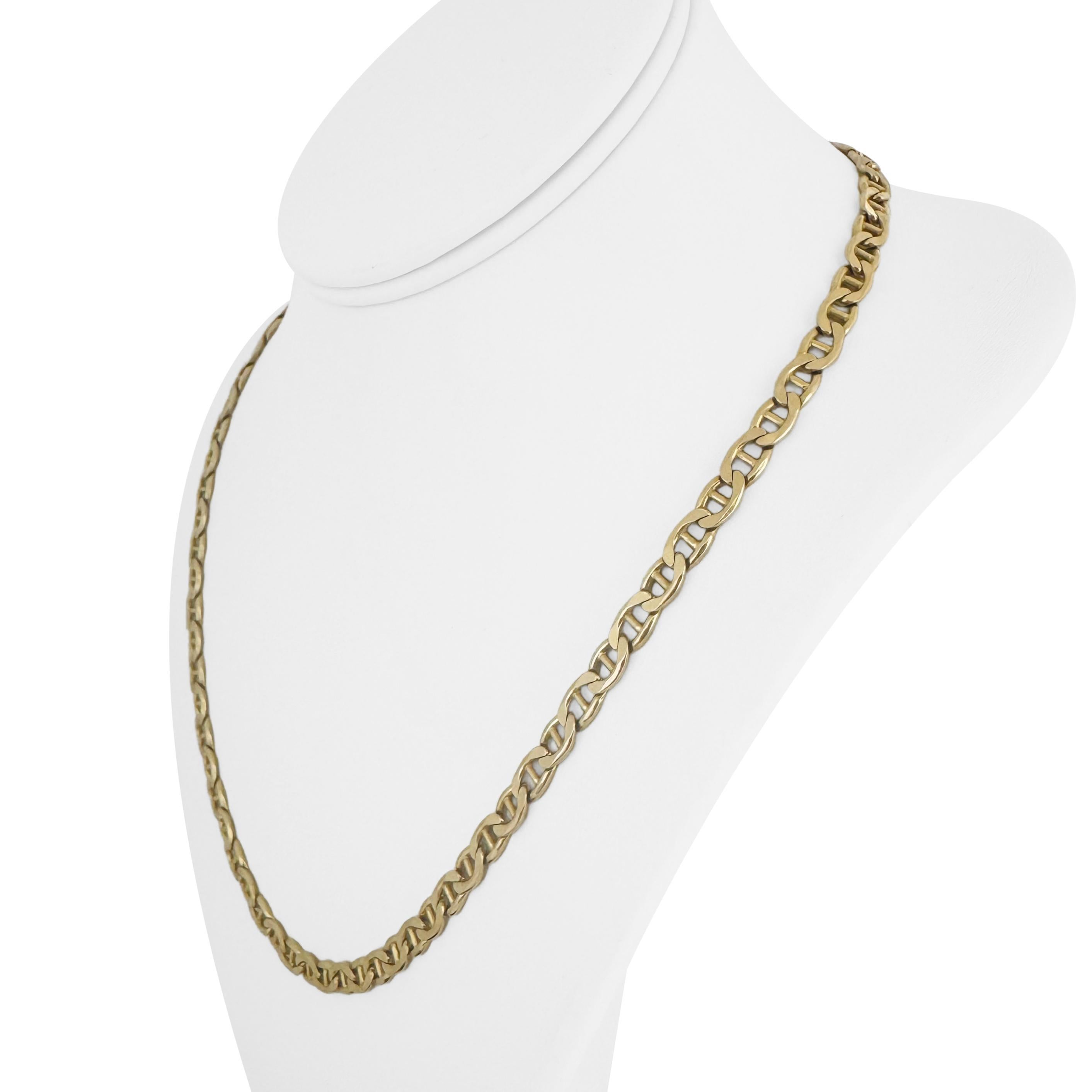 14k Yellow Gold 35.7g Solid Vintage 5.5mm Mariner Link Chain Necklace Italy 21