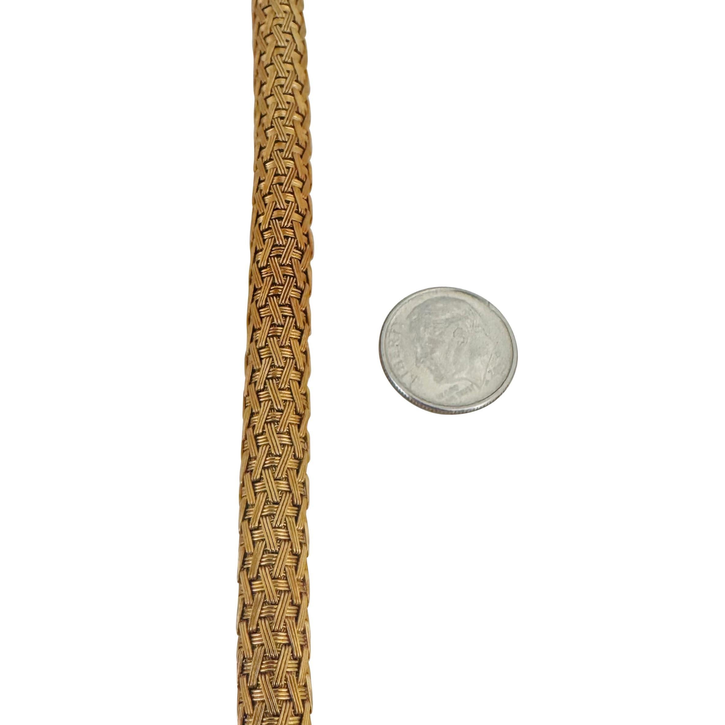 Women's 14k Yellow Gold 35.8g Heavy Vintage 8mm Braided Mesh Bracelet Italy 7.5