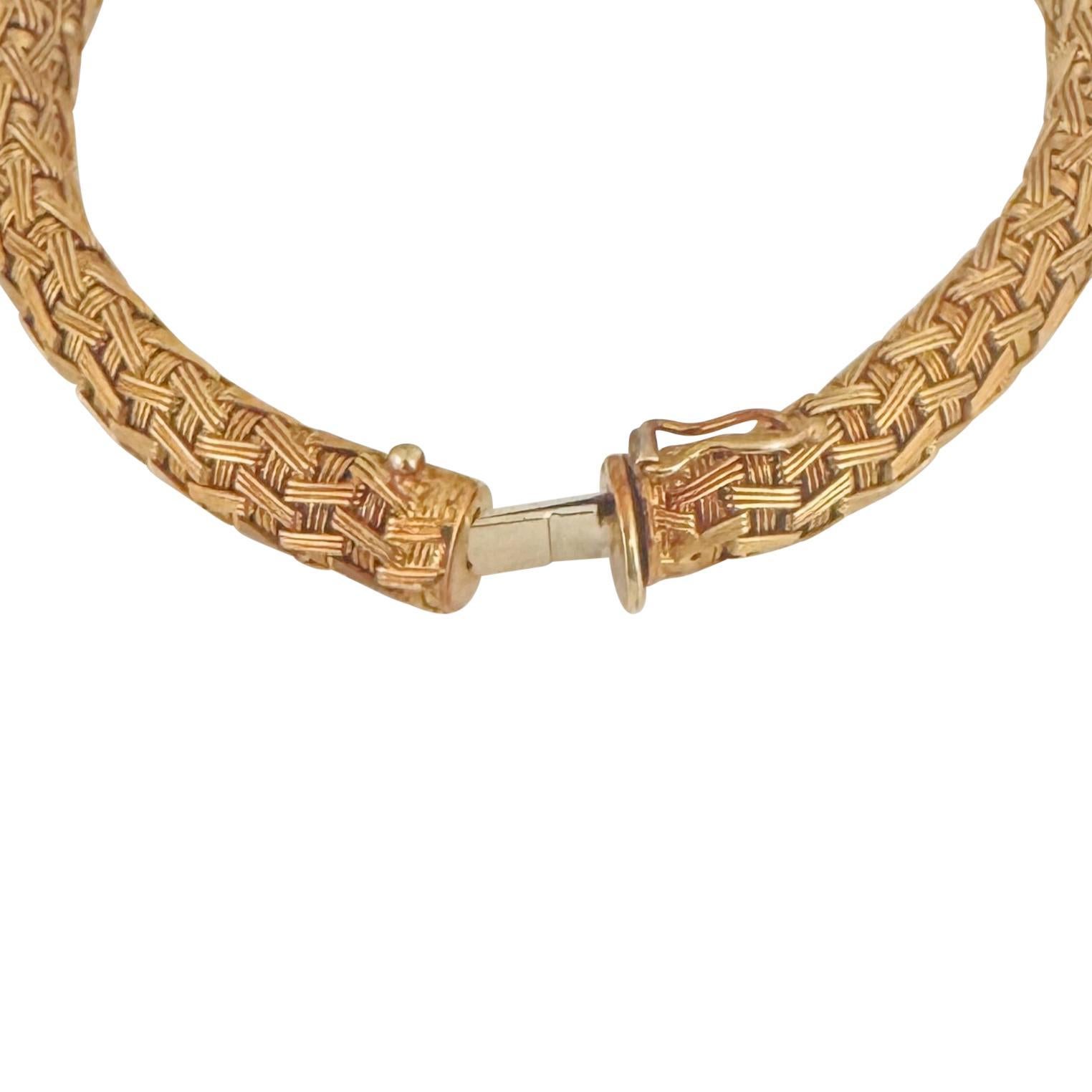 14k Yellow Gold 35.8g Heavy Vintage 8mm Braided Mesh Bracelet Italy 7.5