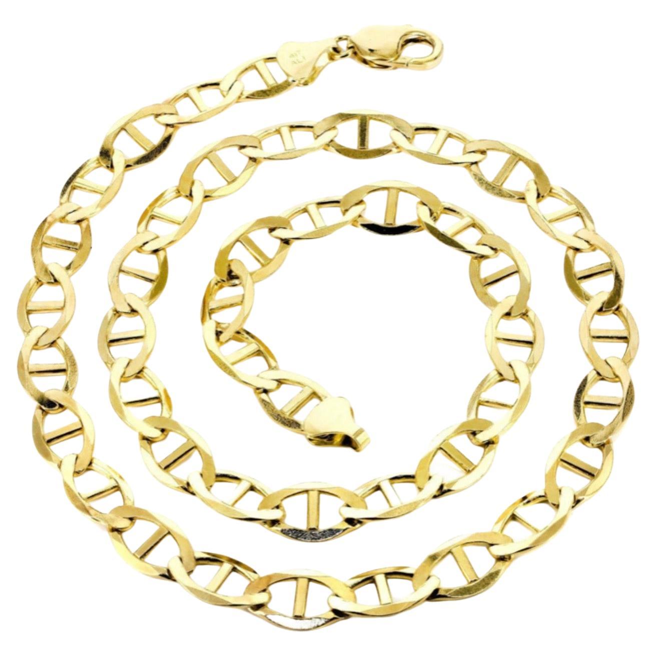 14 Karat Yellow Gold Mariner Link Style Chain Necklace at 1stDibs 14k