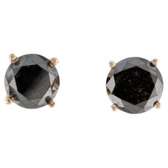 14K Gelbgold 3,62 Karat schwarze Diamant-Ohrstecker