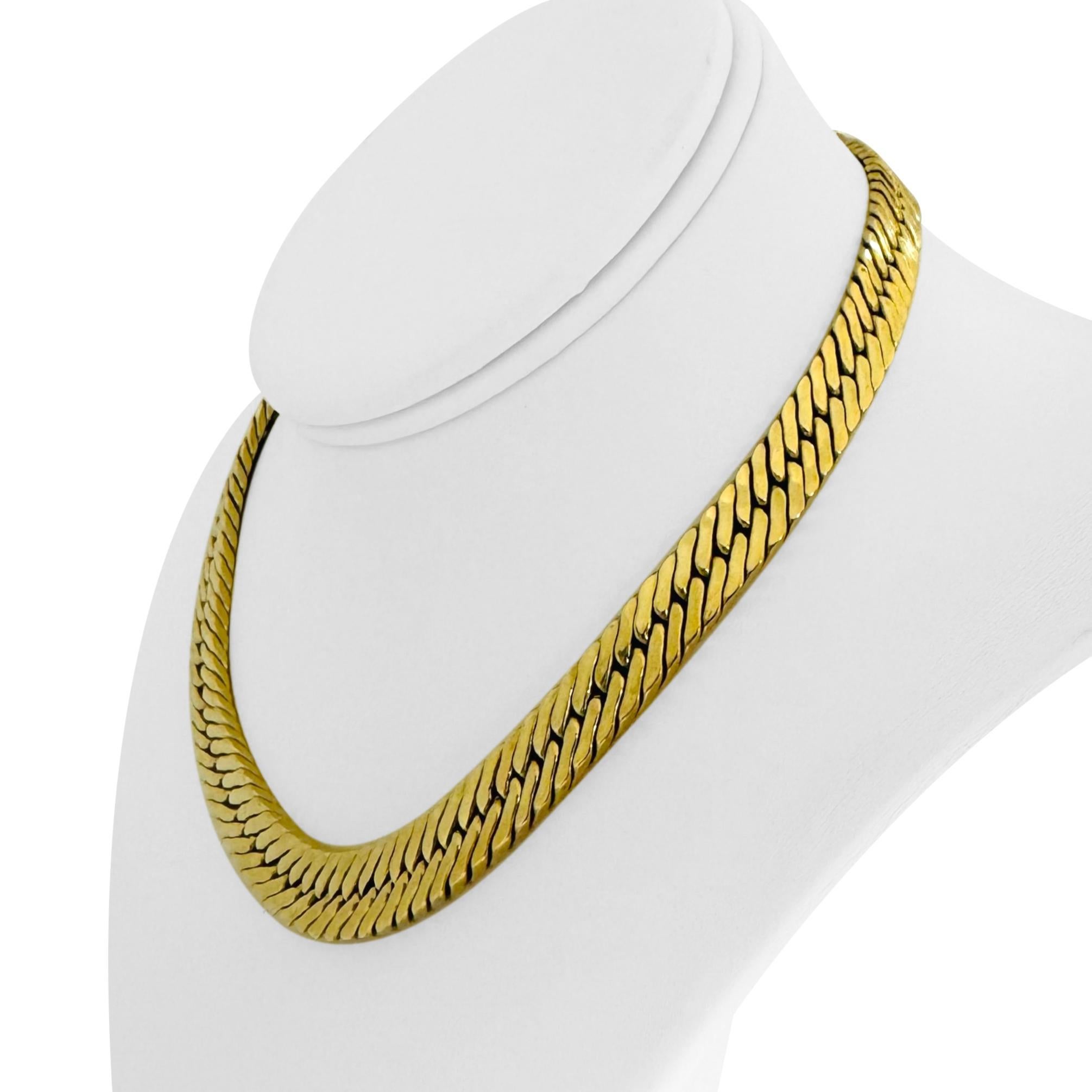 Zustand:  Ausgezeichneter Condit, Professionell gereinigt und poliert
Metall: 14k Gold (markiert und professionell getestet)
Gewicht: 36,6 g 
Länge: 16 Zoll
Breite: 11 mm an der breitesten Stelle, 6 mm an der schmalsten Stelle
Verschluss: 